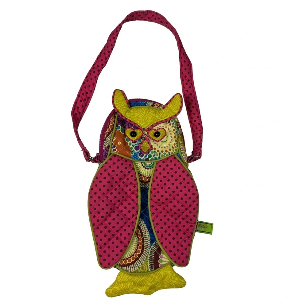 Pet Saks By Douglas Owl Patchwork Quilted Kitschy Colorful Animal Kids Purse